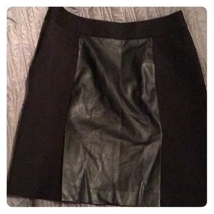 Black Faux-Leather / Fabric Skirt